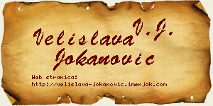 Velislava Jokanović vizit kartica